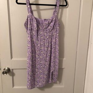 purple floral midi dress